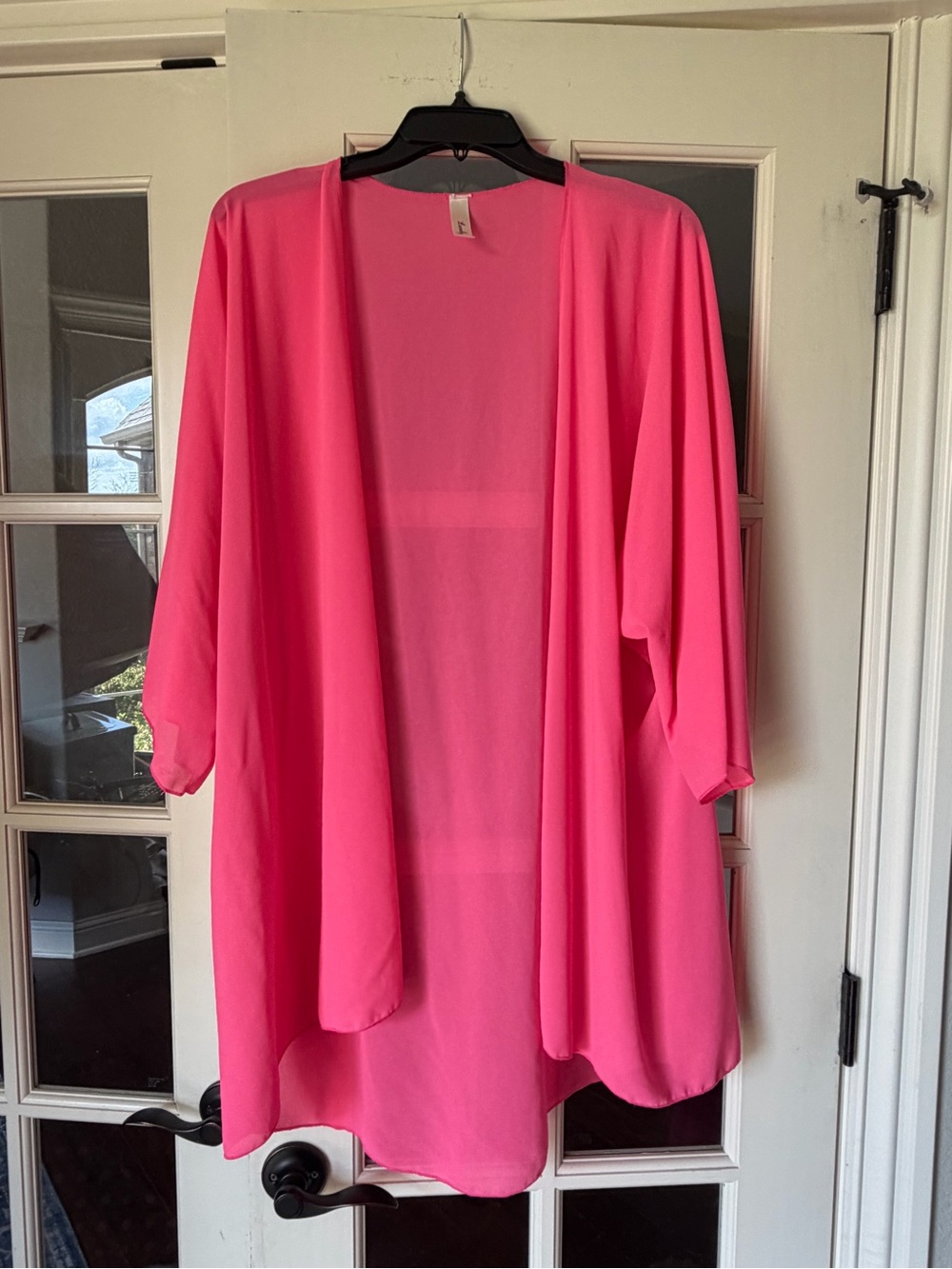 Hot Pink Sheer Kimono Cardigan Cover Up Open Front One Size